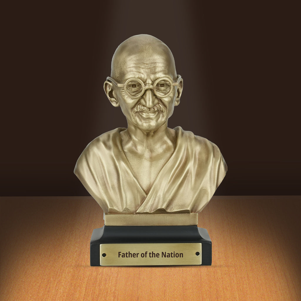 5.9 Inch Mahatma Gandhi Brass Bust Statue - Father of the Nation Sculpture for Home, Office Desk, Study Table, Library & Corporate Gift | Coffee Antique Finish