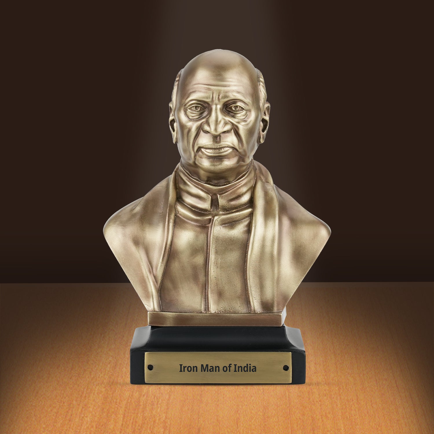 5.9 Inch Sardar Vallabhbhai Patel Brass Bust Statue - Iron Man of India Sculpture for Home, Office Desk, Study Table, Library & Corporate Gift - Coffee Antique Finish