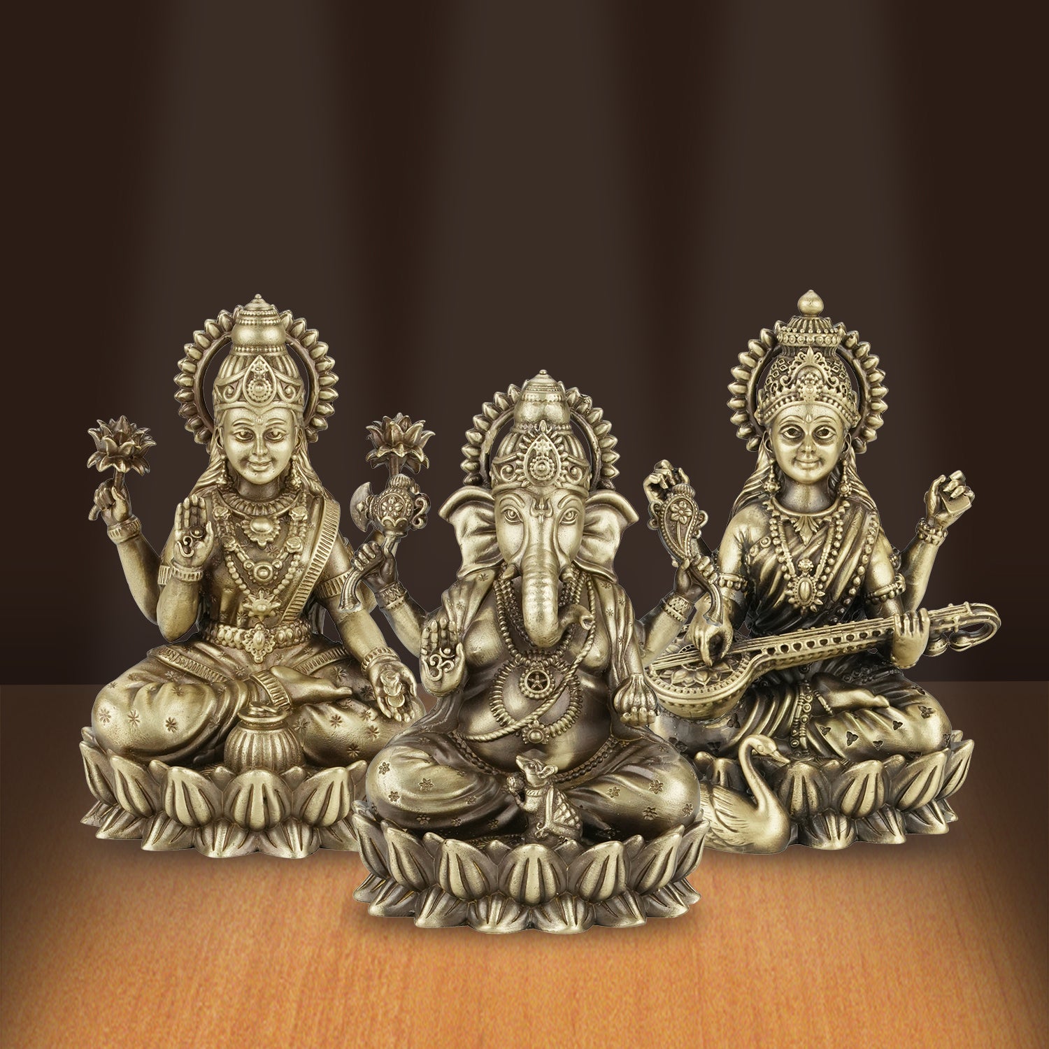 Kamalasan Ganesh, Laxmi & Saraswati Combo - 5Inch