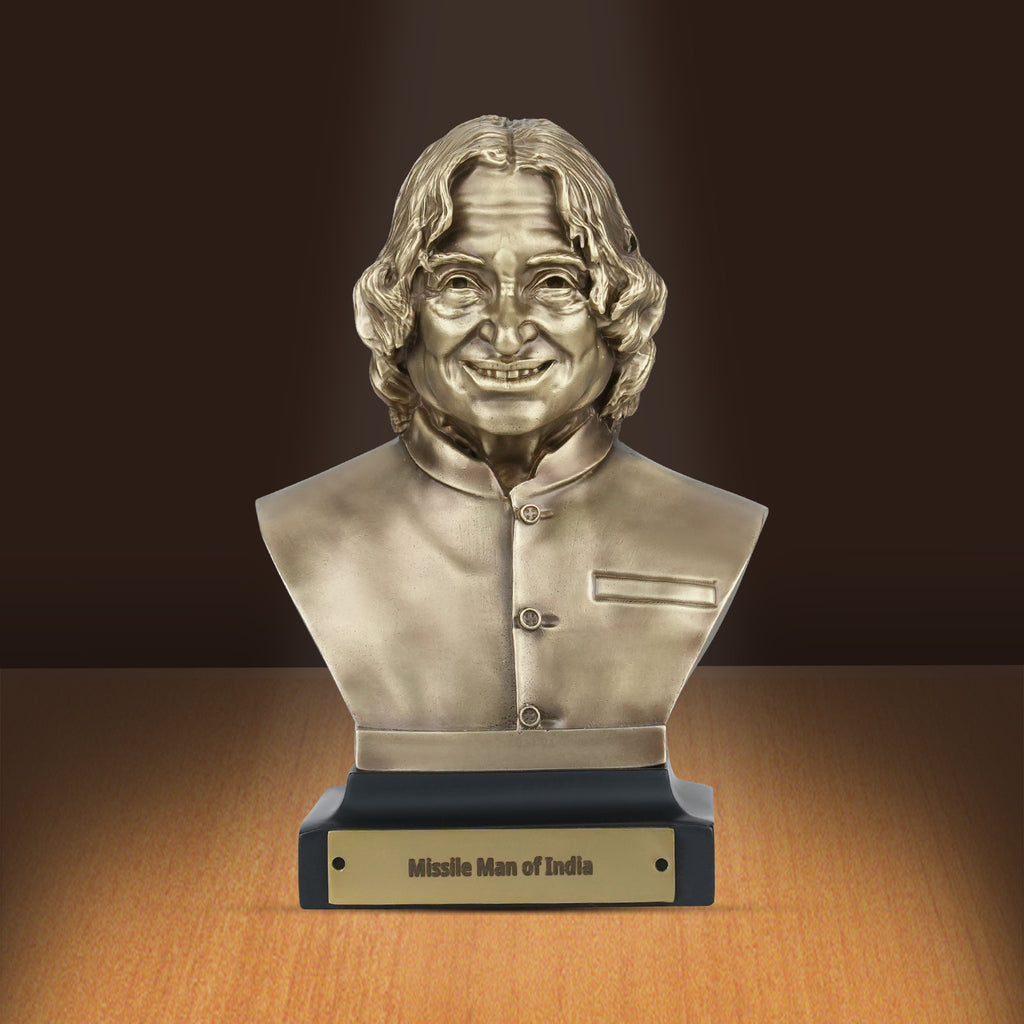 5.9 Inch Dr. A.P.J. Abdul Kalam Brass Bust Statue - Premium Desk Showpiece for Office, Home, Study, Library & Inspirational Corporate Gift - Coffee Antique