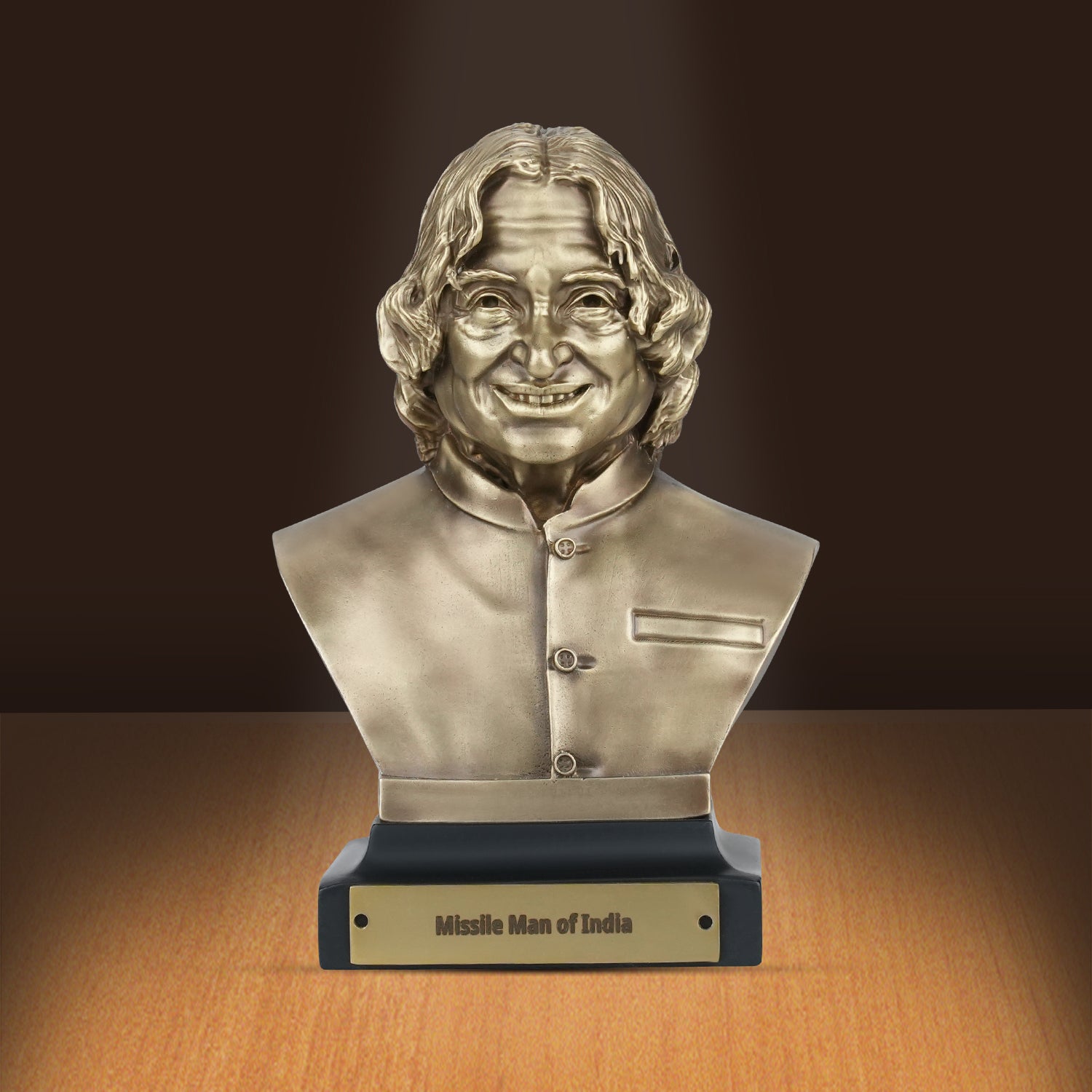 5.9 Inch Dr. A.P.J. Abdul Kalam Brass Bust Statue - Premium Desk Showpiece for Office, Home, Study, Library & Inspirational Corporate Gift - Coffee Antique