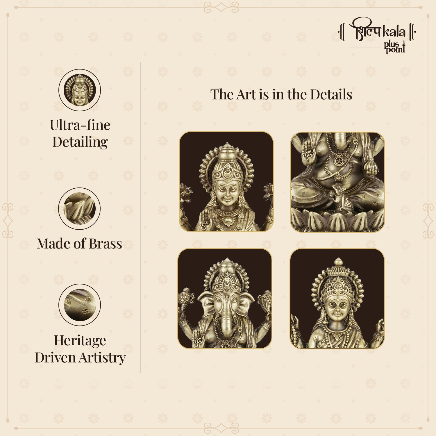 Kamalasan Ganesh, Laxmi & Saraswati Combo - 5Inch