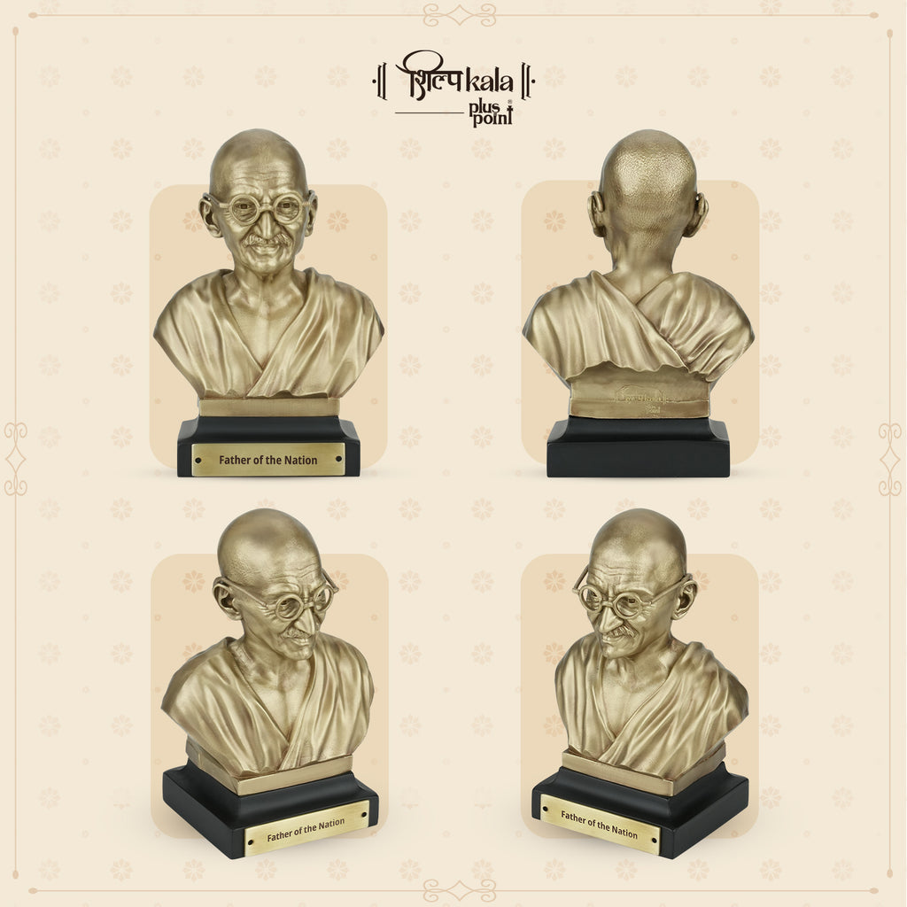 5.9 Inch Mahatma Gandhi Brass Bust Statue - Father of the Nation Sculpture for Home, Office Desk, Study Table, Library & Corporate Gift | Coffee Antique Finish