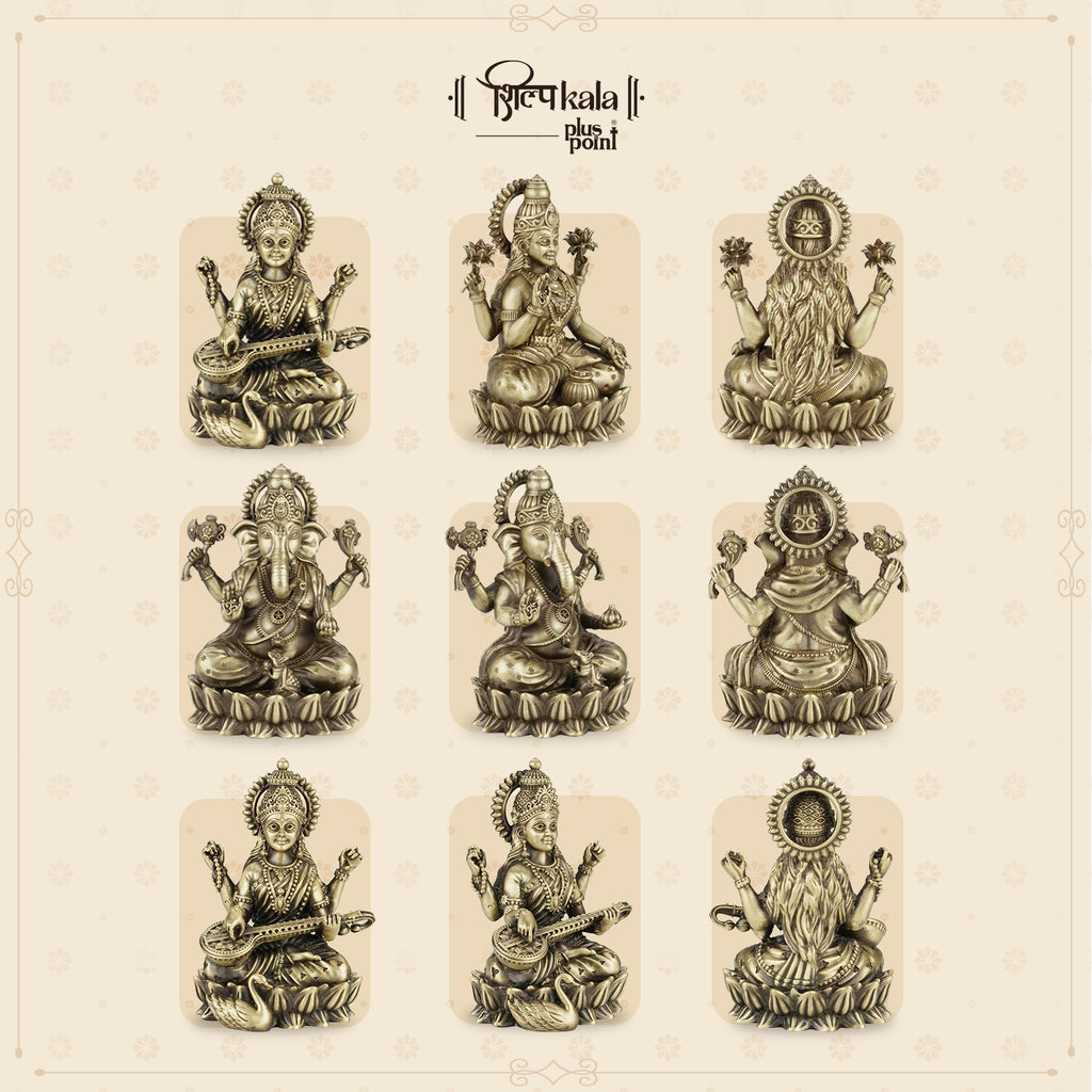 Kamalasan Ganesh, Laxmi & Saraswati Combo - 5Inch