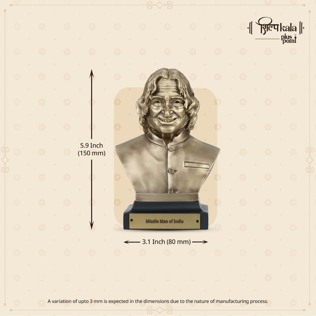 5.9 Inch Dr. A.P.J. Abdul Kalam Brass Bust Statue - Premium Desk Showpiece for Office, Home, Study, Library & Inspirational Corporate Gift - Coffee Antique