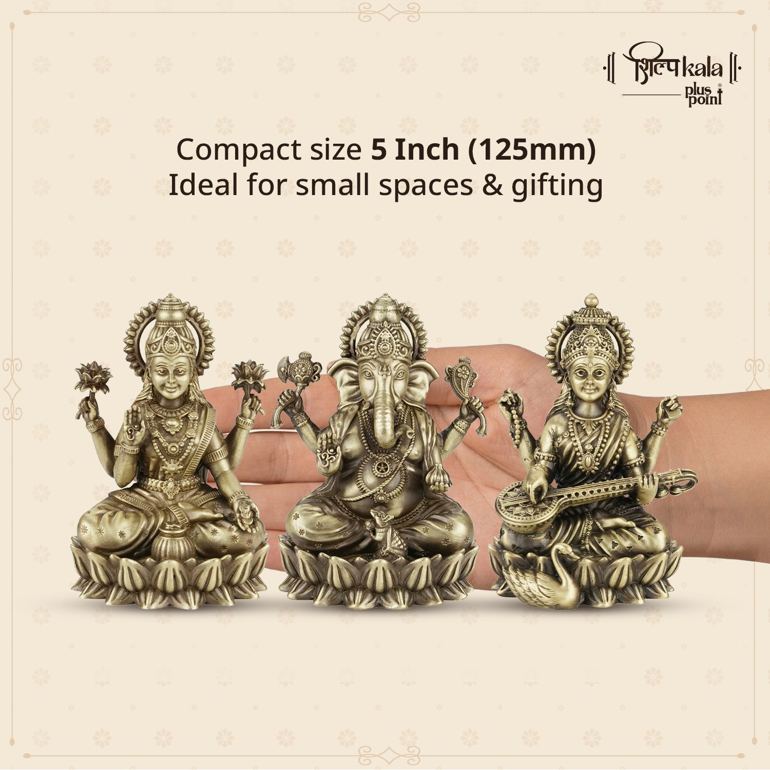 Kamalasan Ganesh, Laxmi & Saraswati Combo - 5Inch