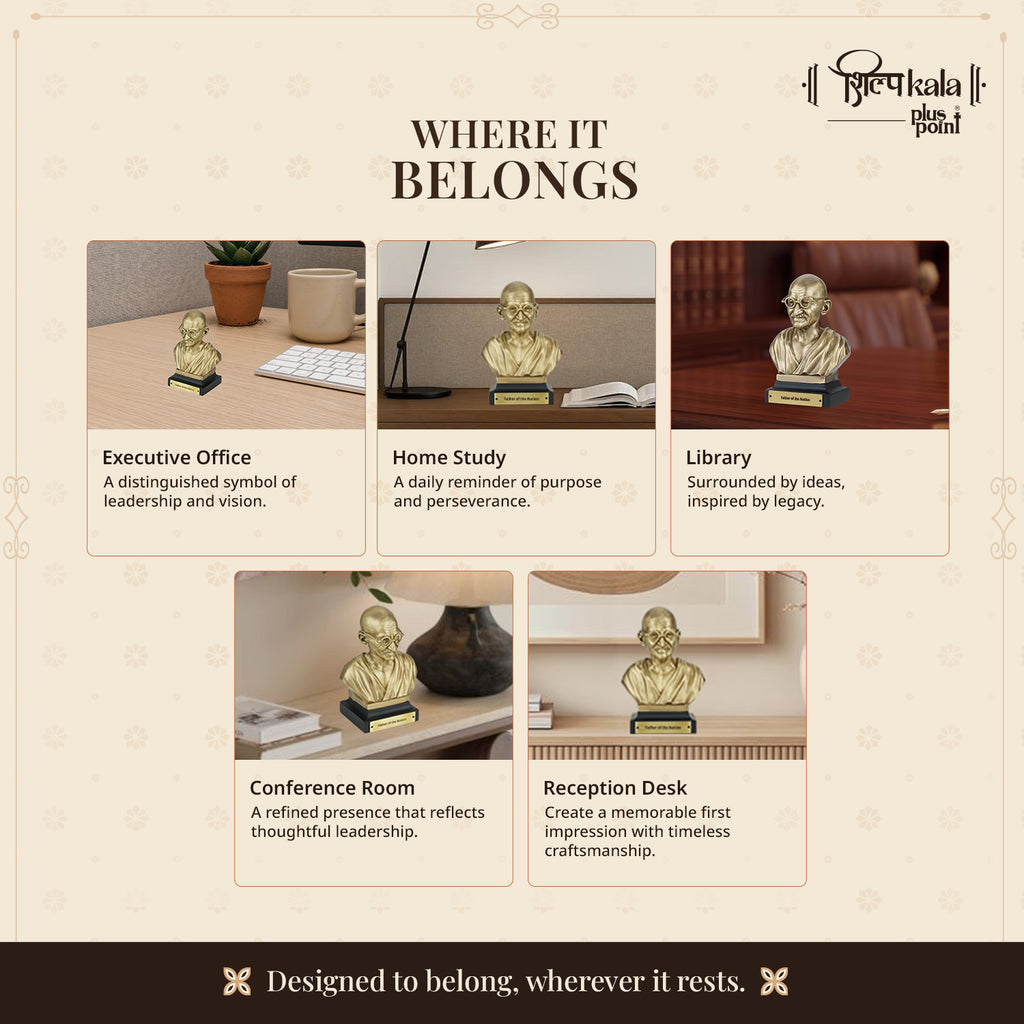 5.9 Inch Mahatma Gandhi Brass Bust Statue - Father of the Nation Sculpture for Home, Office Desk, Study Table, Library & Corporate Gift | Coffee Antique Finish